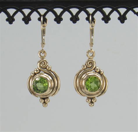 K Yellow Gold Mm Peridot Earrings With Lever Back Etsy