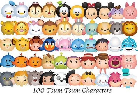 Tsum Tsum Characters 100 High Resolution Digital Clipart Etsy