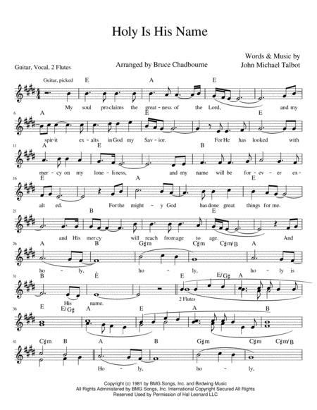 Holy Is His Name By John Michael Talbot Digital Sheet Music For Score