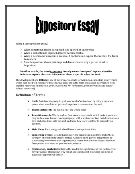 Expository Essay Handoutdoc