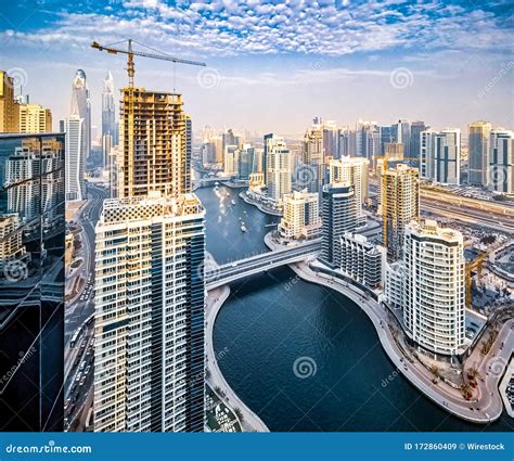 Dubai Uae Aerial View Of Dubai Marina Skyline Editorial Stock Image