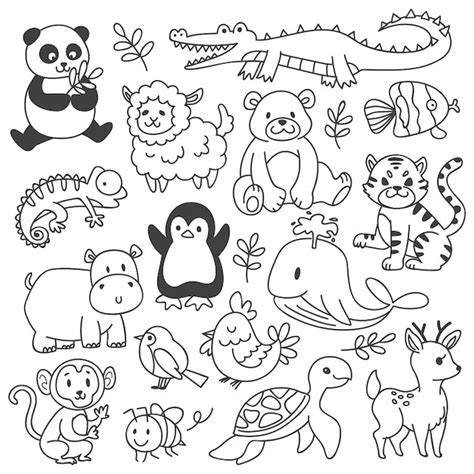 Premium Vector Set Of Animals Doodle Isolated On White