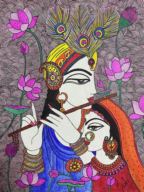 Radha Krishna Madhubani Painting From Bihar India Mad Vrogue Co