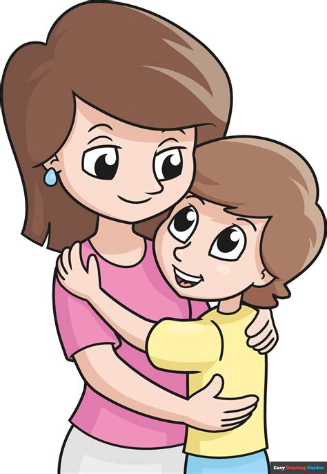 How To Draw An Easy Mother And Son Really Easy Drawing Tutorial
