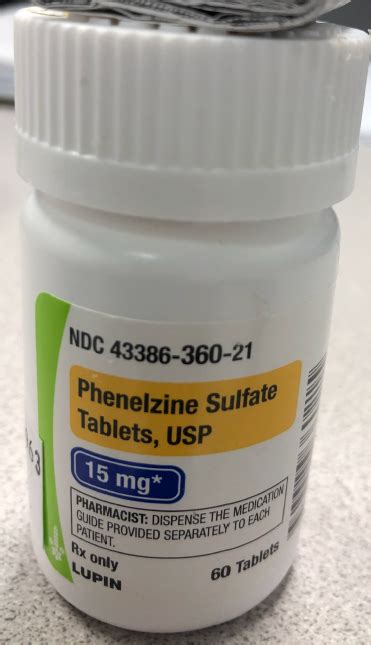 Approval Lapsed 06062023 Phenelzine Sulfate Usp 15mg Tablets