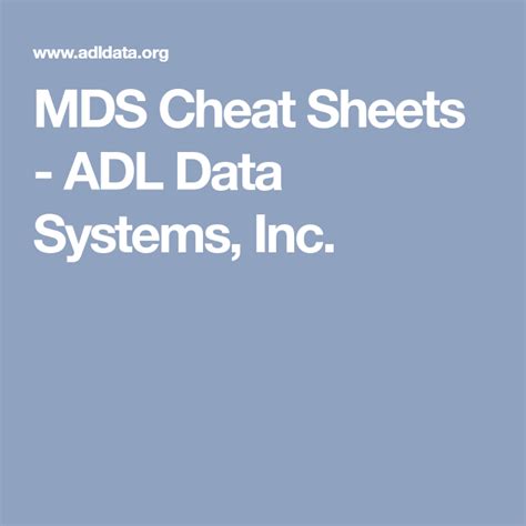 Mds Cheat Sheets Adl Data Systems Inc Nurse Truths