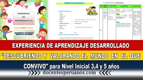 Experiencia De Aprendizaje Desarrollado Descubriendo Y Valorando El