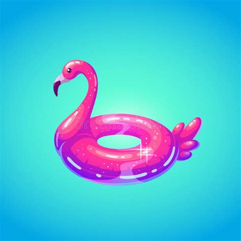 Swim Ring In Shape Of Flamingo Cartoon Illustration Of Rubber