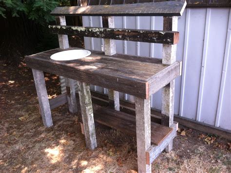 DIY potting table with free redwood scraps from an old fence with free