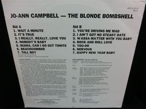 ジョー・アン・キャンベルsweden廃盤★jo Ann Campbell 『the Blonde Bombshell』 Modern