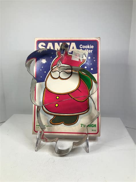large santa cookie cutter with colorful vintage box large etsy