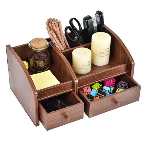 Buy Liry Products Cherry Brown Wood Desktop Organizer Multiple Slots