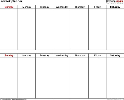 2 Week Calendar Templates At Allbusinesstemplates Com 2 Week Blank