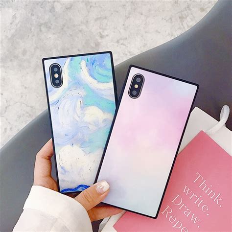 Shop the latest iphone 8 plus cases, covers and tech accessories at jelly cases. Square Tempered Glass Back Cover For iphone X 8 7 6 6s ...