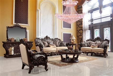 Luxury Living Room Set With Wood Carvings Von Furniture