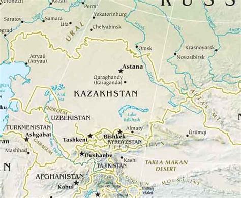 Physical Map Of Central Asia