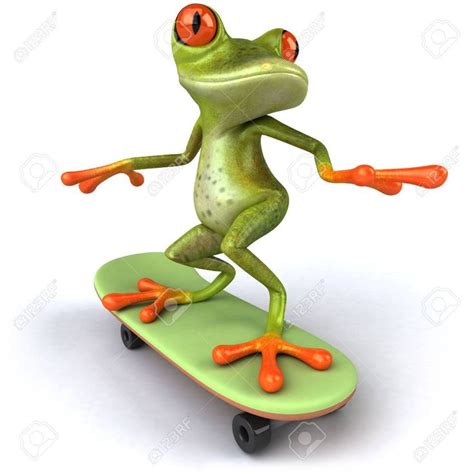 Cartoon Frog With Skateboard Spon Cartoon Frog