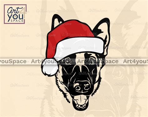 German Shepherd Svg Cricut Project Funny Dog Bandana Santa Etsy