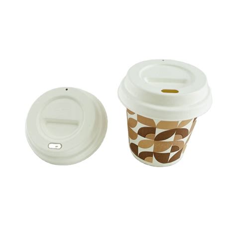 Biodegradable Disposable Bagasse Sugarcane Cup Lid For 4oz 65mm Coffee