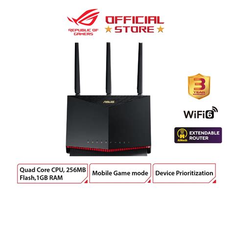 Asus Rt Ax86u Ax5700 Dual Band Wifi 6 Extendable Gaming Router 25g
