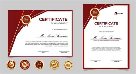Certificate Of Appreciation Template Gold And Red Color Clean Modern