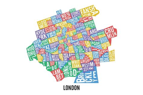 London Ontario Neighbourhoods Map London Art London Etsy
