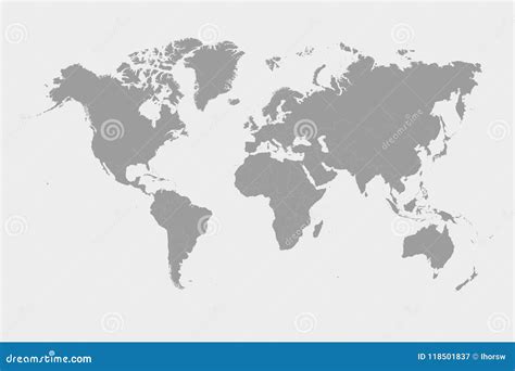 Grey World Map Vector Isolated On White Background World Map Template