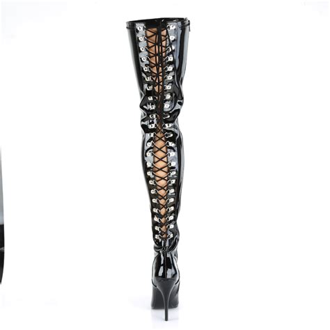 Lace Up Open Back Thigh Boot 5 Inch Heel Seduce 3063 Fantasiawear
