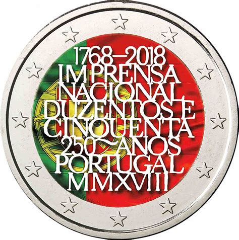 Portugal 2 Euro 2018 Nationale Druckerei Prägefrische Münze In Farbe Ebay