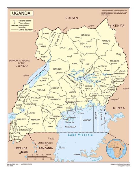 Location of republic of uganda. Large detailed political and administrative map of Uganda with major cities | Uganda | Africa ...