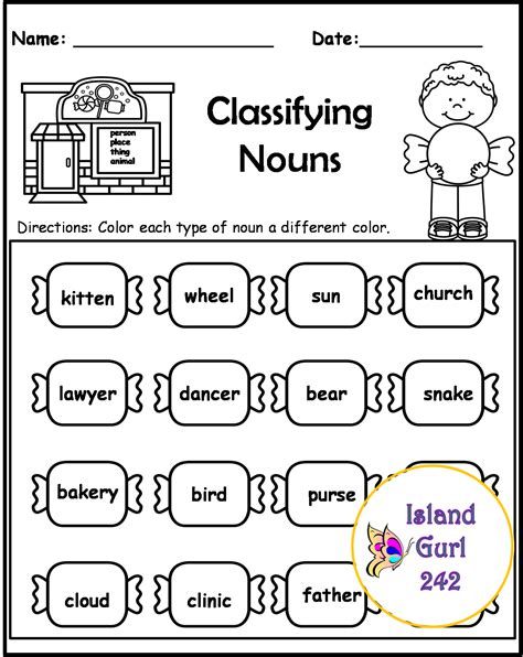 Types Of Nouns Worksheet