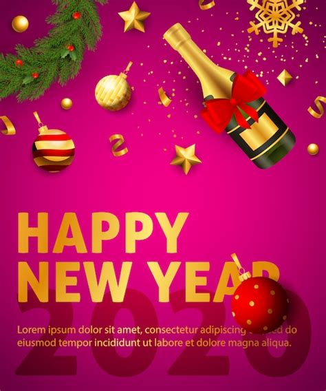 Free Vector Happy New Year 2020 Poster