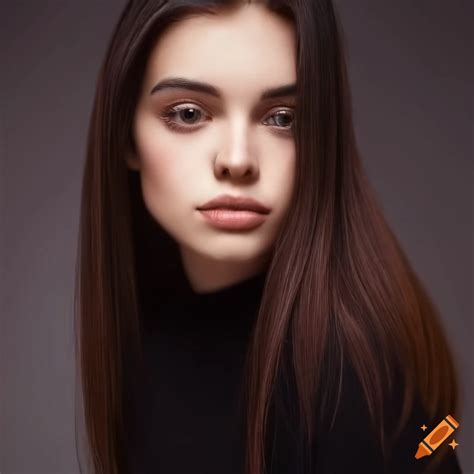 Portrait Of A Beautiful Woman With Dark Hair And Brown Eyes On Craiyon