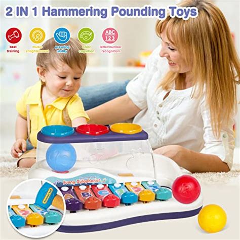 Pragym Montessori Toys For 1 Year Old 2 In 1 Hammer Pounding And Musical