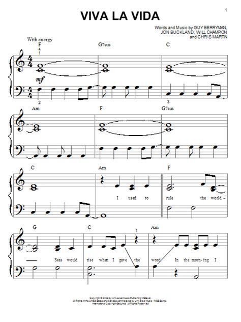 Viva la vida loca las vegas — the axis of awesome. Viva La Vida sheet music by Coldplay (Piano (Big Notes ...