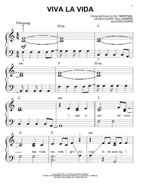 Il testo di viva la vida contiene riferimenti religiosi. Viva La Vida | Sheet Music Direct