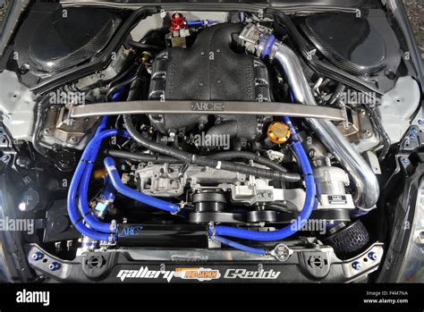 Sports Car Engine Bay Nissan 350z Tuned Car Stock Photo Royalty Free