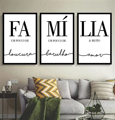 Quadro Decorativo Frase Família Sala Quarto Moldura Preta Elo7