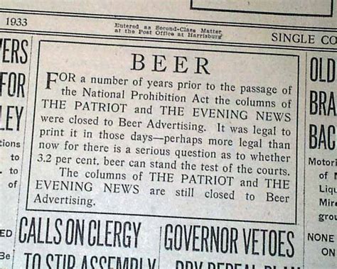 Prohibition Ends In 1933