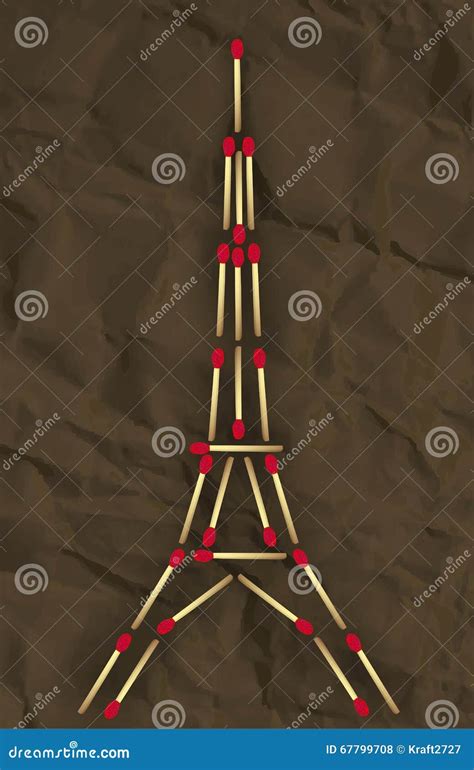 Eiffel Tower From Matches Stock Vector Illustration Of Backgrounds
