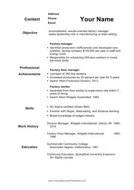 Each and every one of our curriculum vitae. This resume is ideal for older workers who are reentering ...
