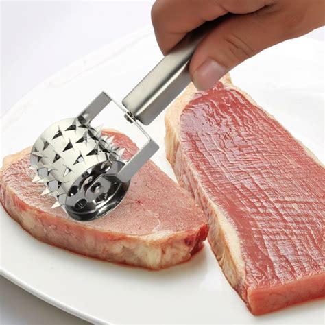 goonbq 1 pc rolling meat tenderizer stainless steel meat tenderizer steak pork beef meat tender