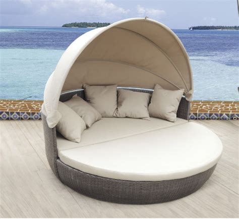 The lounge chair features an adjustable sun canopy, which offers shade and provides uv protection. Pool Furniture With Canopy Waterproof Sun Bed Round Rattan ...
