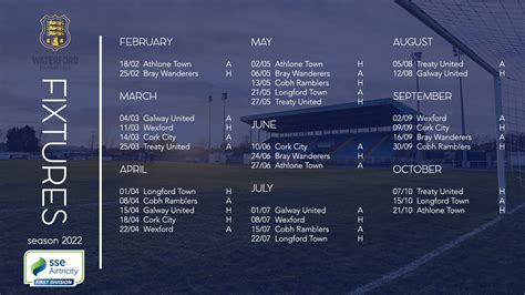 2022 Fixtures Announced Waterford Fc