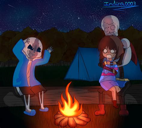 Undertale Camping Frisk Sans And Papyrus By Indira0002 On Deviantart