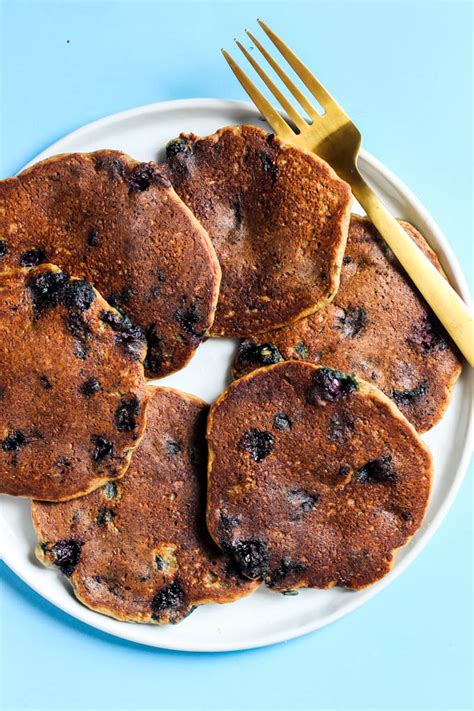 Blueberry Vegan Protein Pancakes Gluten Free Emilie Eats