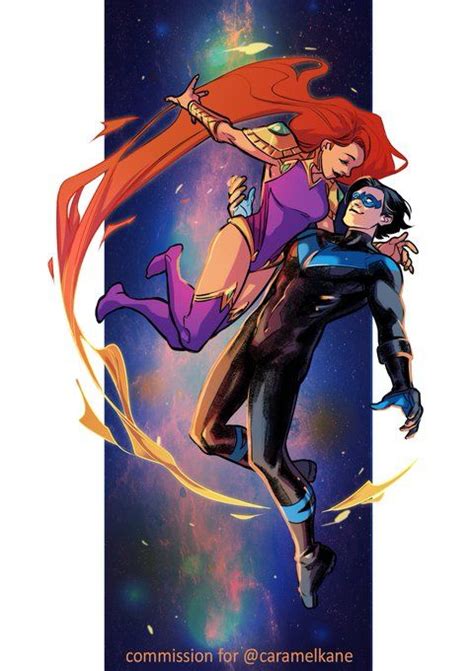 Nightwing And Starfire Flying Together