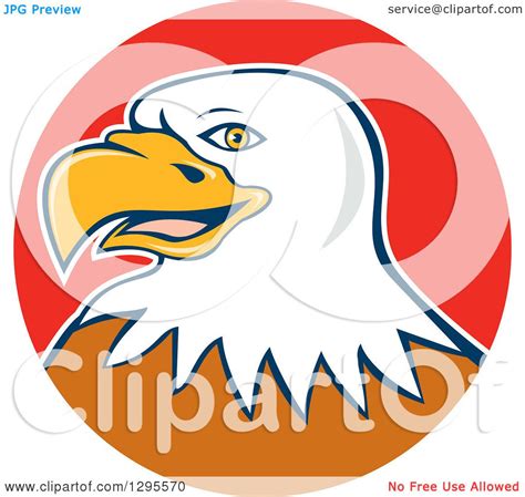 Clipart Of A Cartoon Bald Eagle Head In A Red Circle Royalty Free