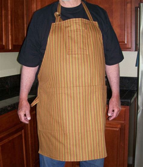 Big And Tall Man Bbq Apron Rust And Green Stripe Grilling Etsy Green Stripe Aprons For Men