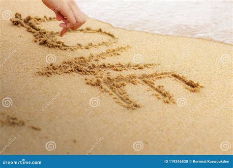 Hand Drawing Love On Sand Stock Photo Image Of Paradise 119246830